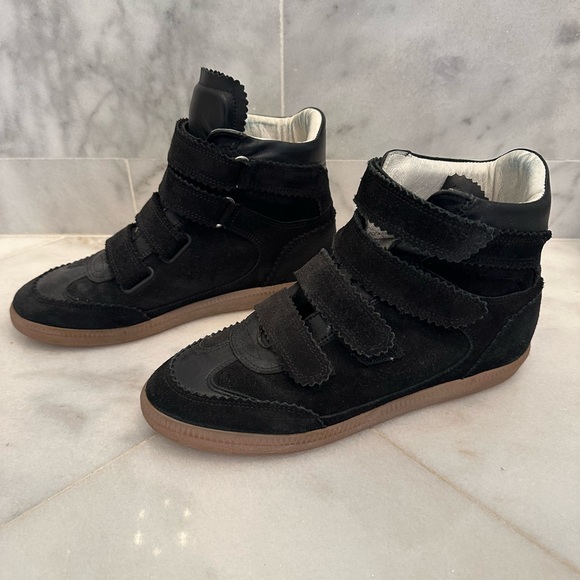 Isabel Marant Bilsy Hightop Sneaker- Black Leather & Suede, size 9 - Picture 3 of 6
